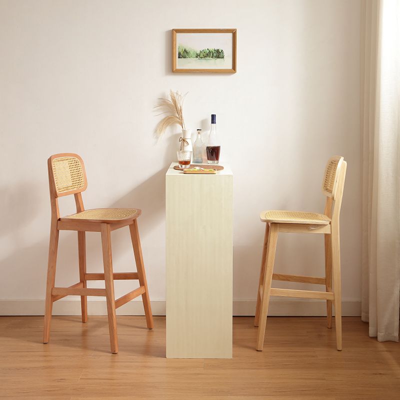 Casual Bar Stools in Midnight Black/Caramel/Natural Color with Cane Back Saddle Seat and Leg Rest