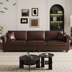Drawing Room Standard Sofa in Pu Leather with Black/Olive Green/Mocha Upholstery and Armrest