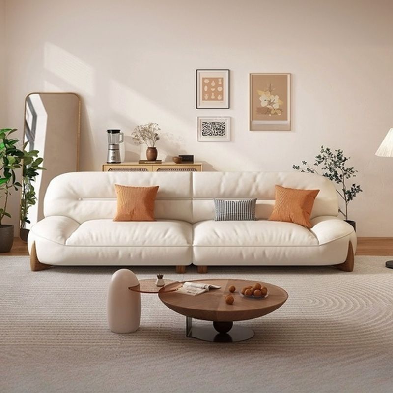 Contemporary Modern Solid Color Water Resistant Standard Sofa/Loveseat/Single Sofa in White with Seating Capacity for 5/3/2 People and 3/2/1 Pillows