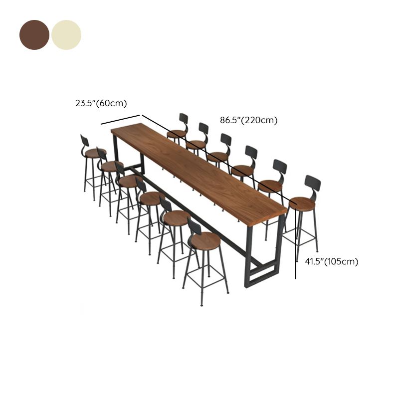 Simplistic Pub Table with Natural Wood Top and Trestle Base in Auburn/Natural Finish, Rectangle Shape with Foot Pedestal