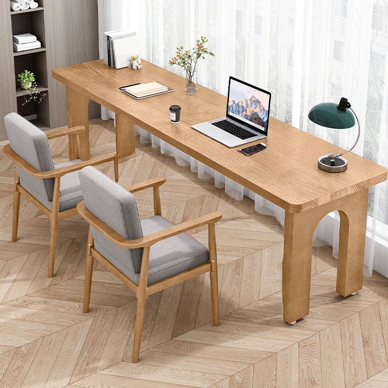 Casual Writing Desk with Easy Assembly, Moth Proof Parsons Base, Natural Top, Unattached Installation, and Foot Pad