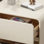 Modish Nightstand With Drawer Organization, 2 Drawers, Pleather Countertop, and Leg