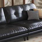 Contemporary Modern Solid Color Stain Resistant Standard Sofa/Loveseat/Single Sofa in Midnight Black, Seats 3/Seats 4/2-seater with 2 Pillows