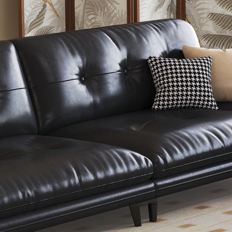 Contemporary Modern Solid Color Stain Resistant Standard Sofa/Loveseat/Single Sofa in Midnight Black, Seats 3/Seats 4/2-seater with 2 Pillows