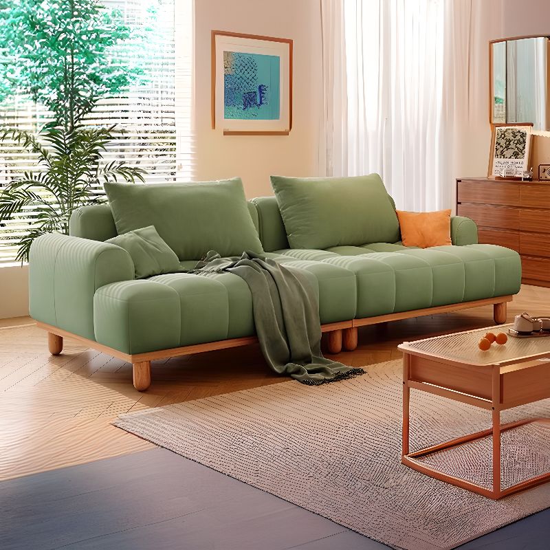 Stylish Flannel Standard Sofa in Dove Grey/Sage/Amber Color with Armrest