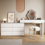 Modish Large Vanity Set with Reclaimed Wood Table Top, White Chair, and 8 Drawers/5 Drawers