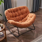 Modern Indoor Rocking Chair with Tufted Upholstered and Black Metal Frame