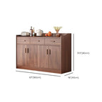 Art Deco Sideboard with 3/1/2 Drawers, Narrow 2 Shelves Larder Storage, Lumber Countertop, and 4/3/2 Doors