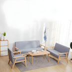 Modern Wood Frame Cotton and Linen Sofa with Foam Seat in Natural Wood Legs and Tight Back Design
