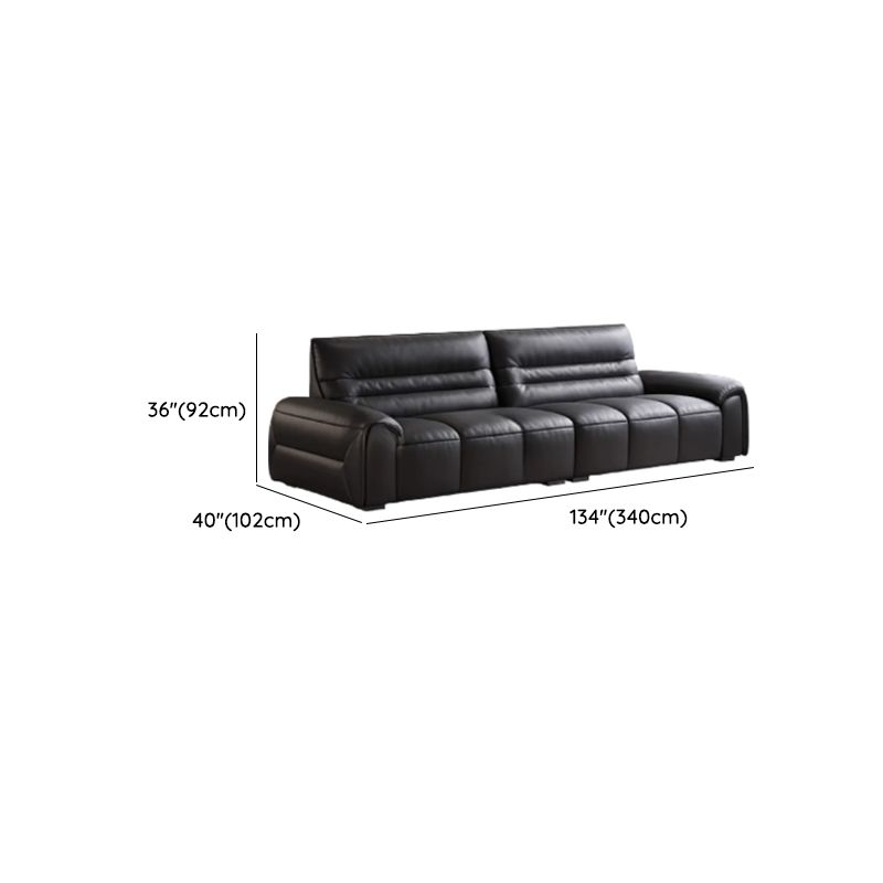 Modish Solid Color Stain Resistant Standard Sofa in Midnight Black Pu Leather, Seats 4/Seats 3/2-seater with 2 Pillows