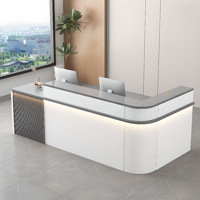 L-Shape with Cupboard Hutch Keyboard Tray Cable Management 2 Drawer Pedestals Filing Cabinet and Desk Return