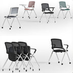 Casual Training Chair with Support Rail Arms, Pop Up Foldable Metal Frame for Tile Flooring with Glide