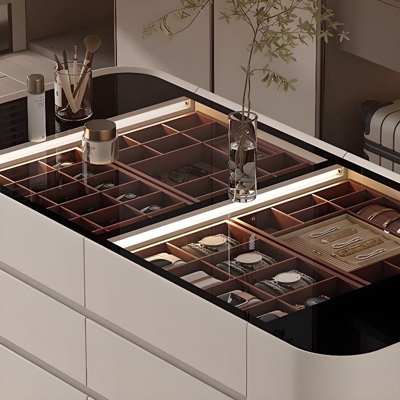 Modern & Contemporary Solid Color Laminate Jewelry Armoire with Drawers