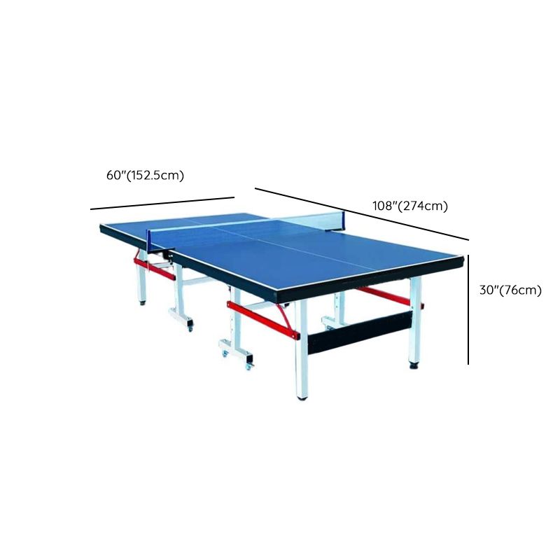 Indoor Ping Pong Table with Synthetic Laminate Top in Ink/Cerulean/Olive Green and Included Table Tennis Paddle