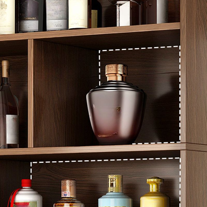 Sepia Flooring Display Stand with 5 Shelves, Secured Cabinet, and Drawers