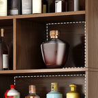 Sepia Flooring Display Stand with 5 Shelves, Secured Cabinet, and Drawers