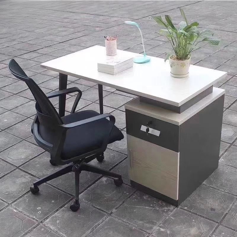 Office Task Chair in Modern Simple Style with Arms, Solid Color Upholstered Steel Frame in Ink, and Lumbar Support