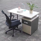 Office Task Chair in Modern Simple Style with Arms, Solid Color Upholstered Steel Frame in Ink, and Lumbar Support