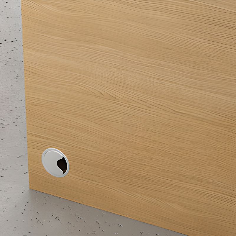 Natural Finish Timber Base with 3/2/1 Drawer, Stump Base, Floor Mounted, Cable Management, and Front Splash
