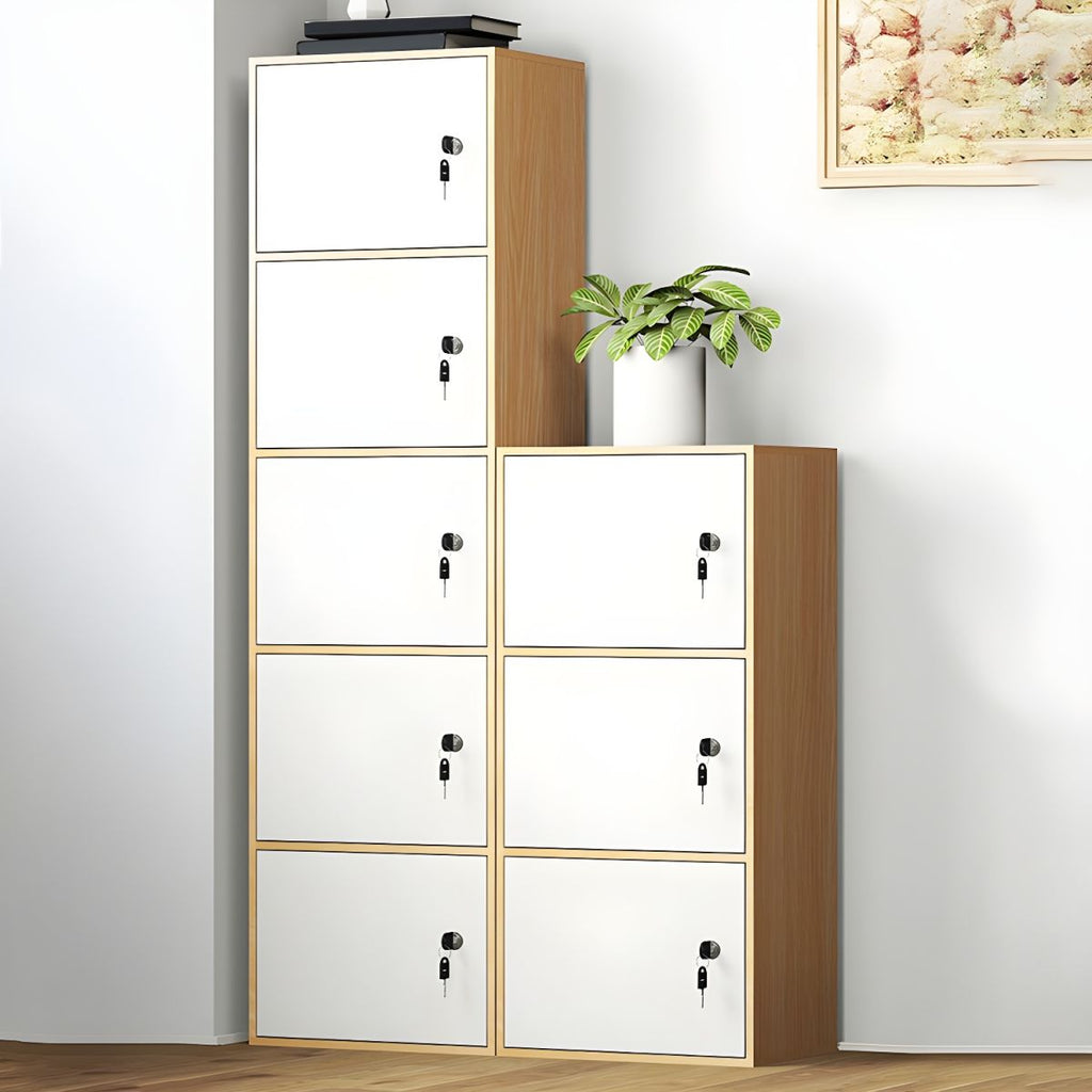 Elegant Locking Wood Filing Cabinet with Shelves & Smooth Casters