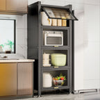 Storm Gray Microwave Shelf Cabinet with Metal Countertop, Self-supporting