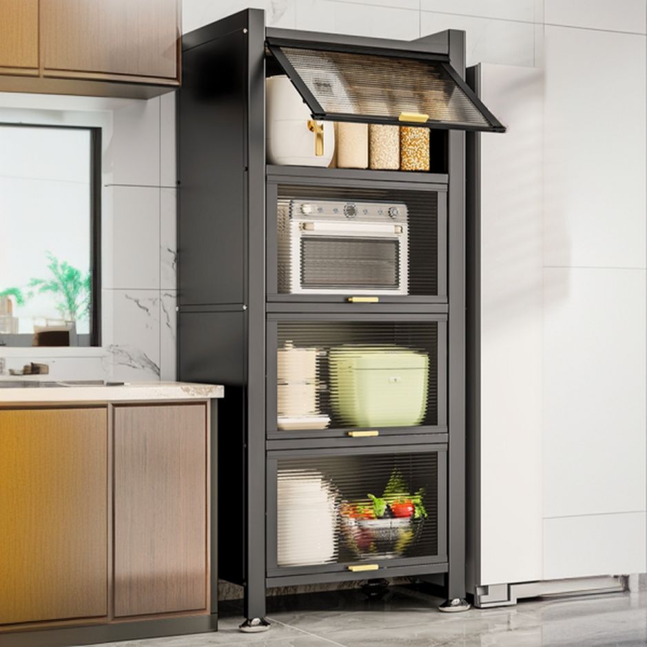 Storm Gray Microwave Shelf Cabinet with Metal Countertop, Self-supporting