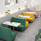 Simple Single Sided Booth in Pink/Butter Color/Green with Foam Upholstery