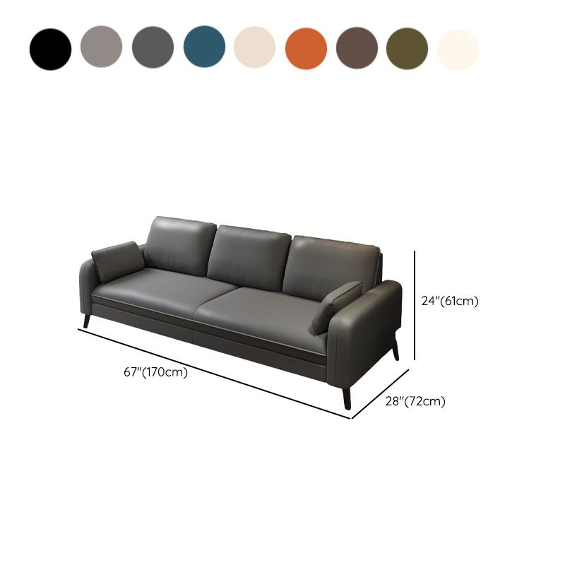 Trendy Solid Color Water Resistant Standard Sofa in Grey/Cerulean/Amber Color with Arm, Seats 3 with 2 Pillows