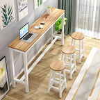 Rectangle Bar Table Set 1/4 Pieces Natural Colour Wood Counter Table