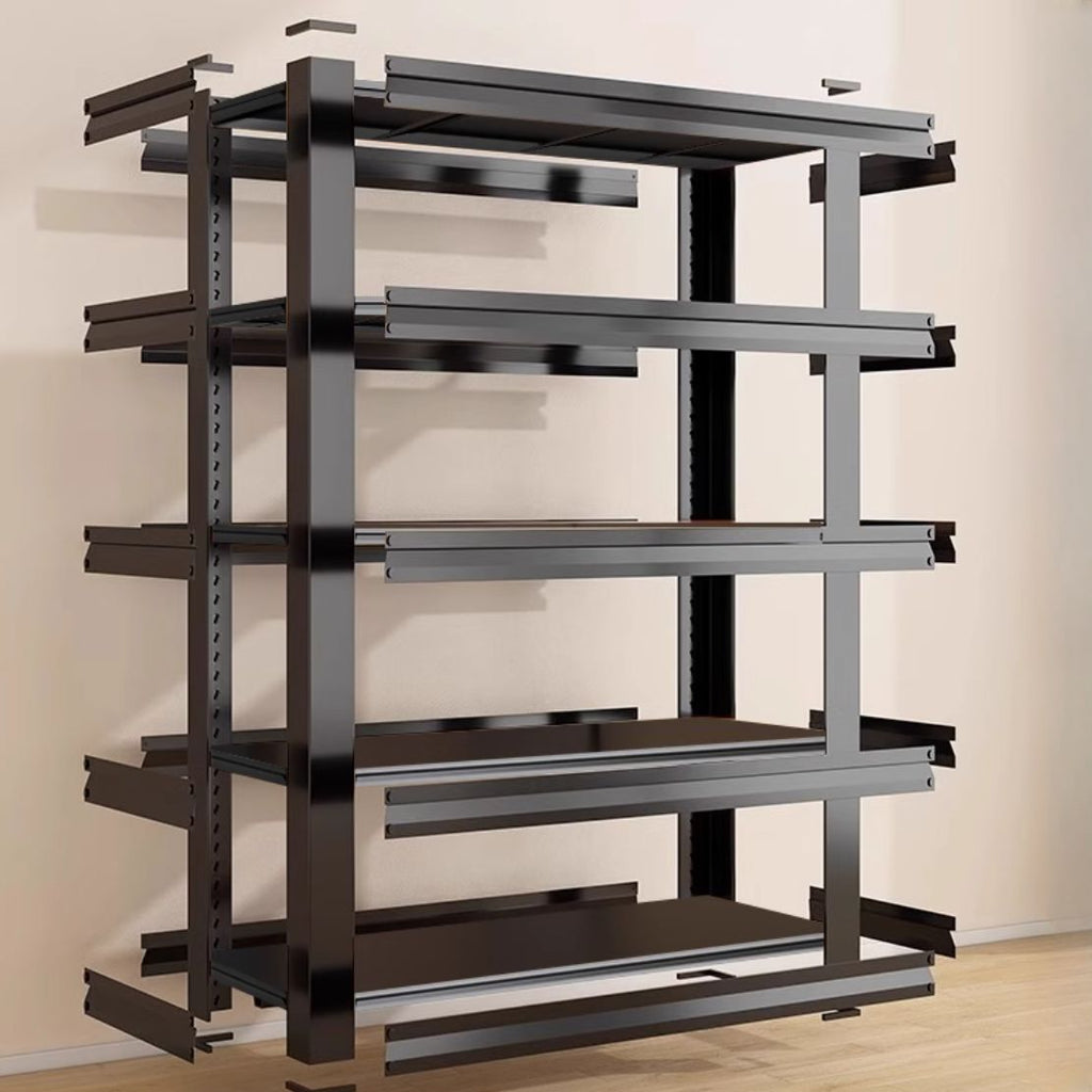 Ink Industrial Warehouse Storage Rack with 4 Floating Shelves, Alloy Frame, and Detached Installation