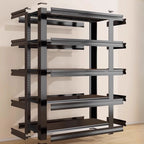 Ink Industrial Warehouse Storage Rack with 4 Floating Shelves, Alloy Frame, and Detached Installation