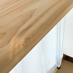 Modern Pub Table with Natural Wood Top and Four Legs in Wood Grain, Rectangular Shape