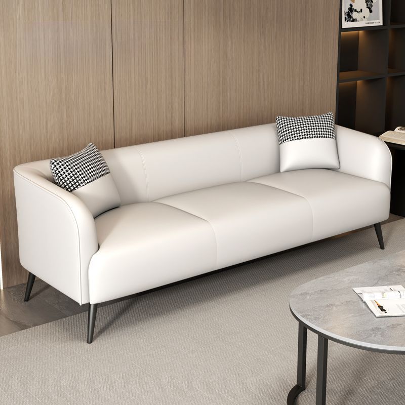 Modern Solid Color Scratch-defiant Standard Sofa in Grey/Dark Blue/Ivory, 3-seater with 2 Pillows