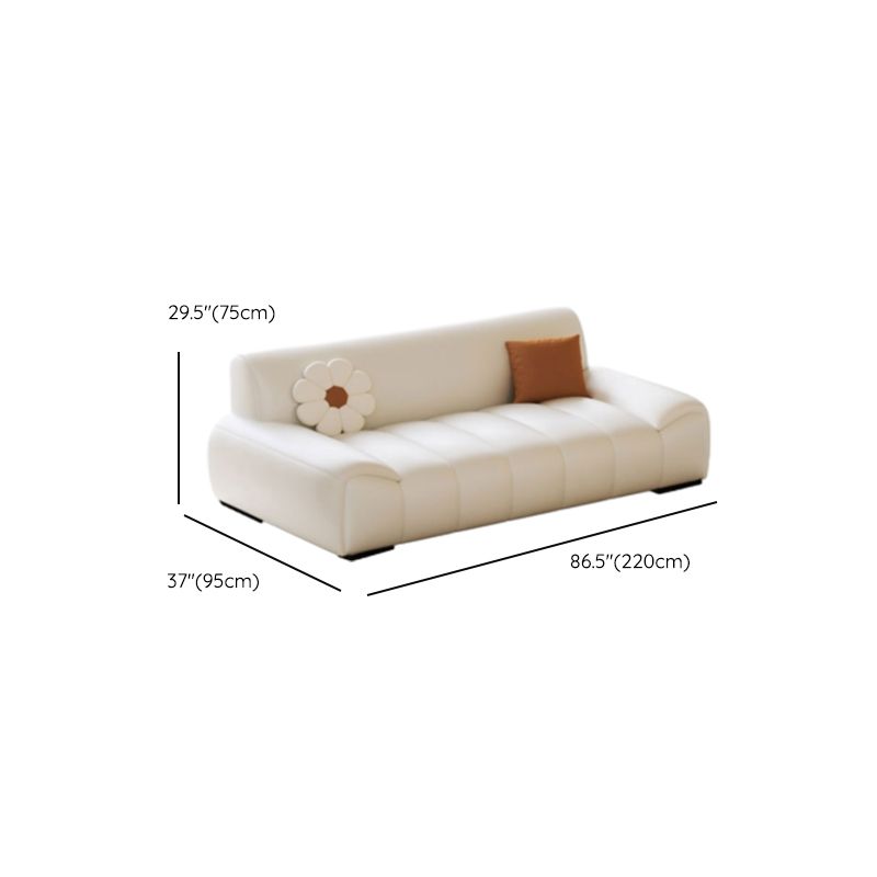 White Standard/Single Sofa with 3 Pillows for Drawing Room
