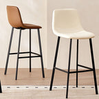 Casual Rawhide Bar Stools in Midnight Black/Jade Green/Cream with Back and Pail Seat, Featuring Leg Rest