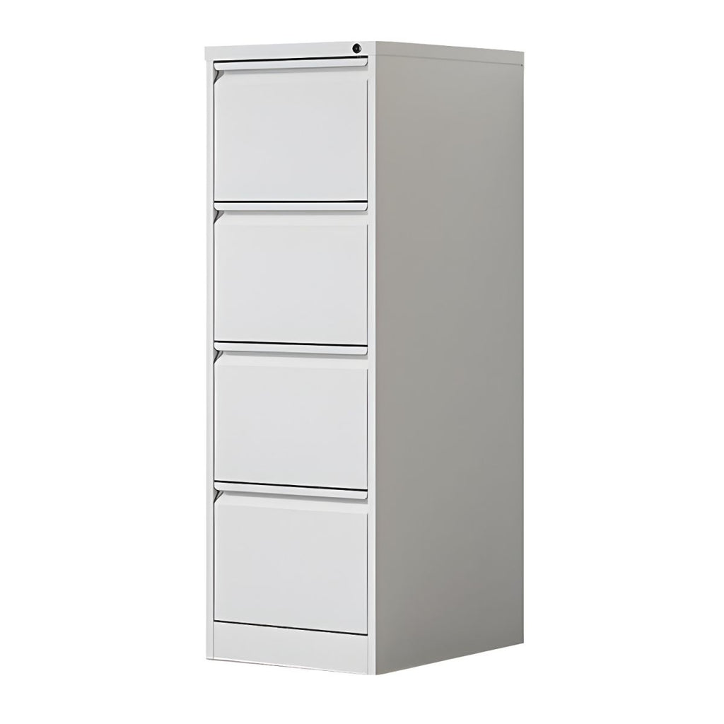 Modern Steel Vertical Filing Cabinet with Lock, Drawers & Self-Close Glides