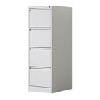 Modern Steel Vertical Filing Cabinet with Lock, Drawers & Self-Close Glides