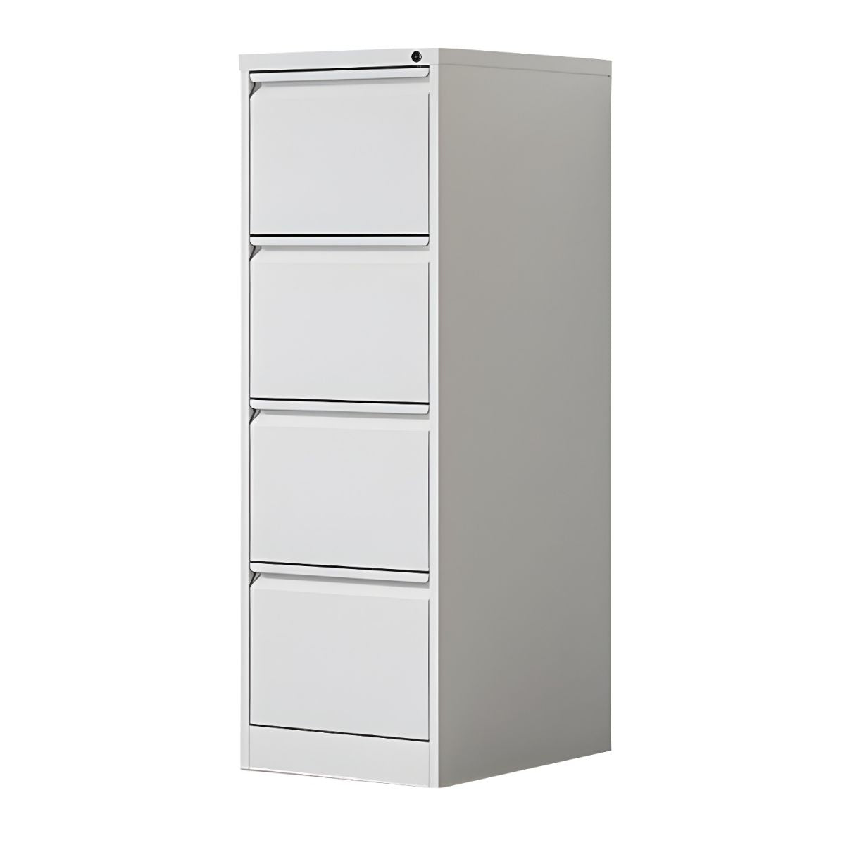 Modern Steel Vertical Filing Cabinet with Lock, Drawers & Self-Close Glides
