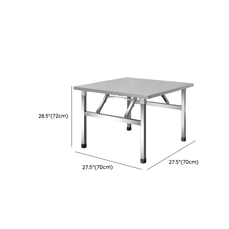 Silver Minimalist No Installation Required Square Folding Banquet Table with Slip-resistant Stainless Alloy Top