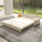 Stain Resistant Chalk California King Size/Queen Size/Full Size Button-tufted Day Bed and Futon with Cushion Back, Stockroom and Flared Arm