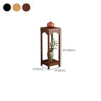 2 Tiers Square Plant Stand Side Table with Solid Wood & Brass Top, 1 Piece Set, 2 Shelves, and Legs
