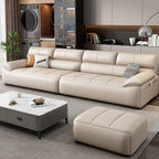 Contemporary Modern Solid Color Water Resistant Standard Sofa in Ink/Light Gray/Off-White, 4-Seater with 3 Pillows
