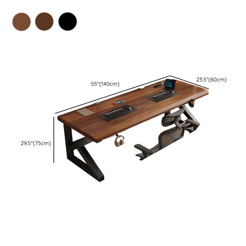 Minimalist Ergonomic Gaming Computer Desk with Sled Base and Independent Structure, Featuring Headphone Hook and Solid Wood Top