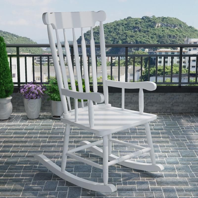 Traditional Indoor Wood Rocking Chair in Solid Color with Square Arms