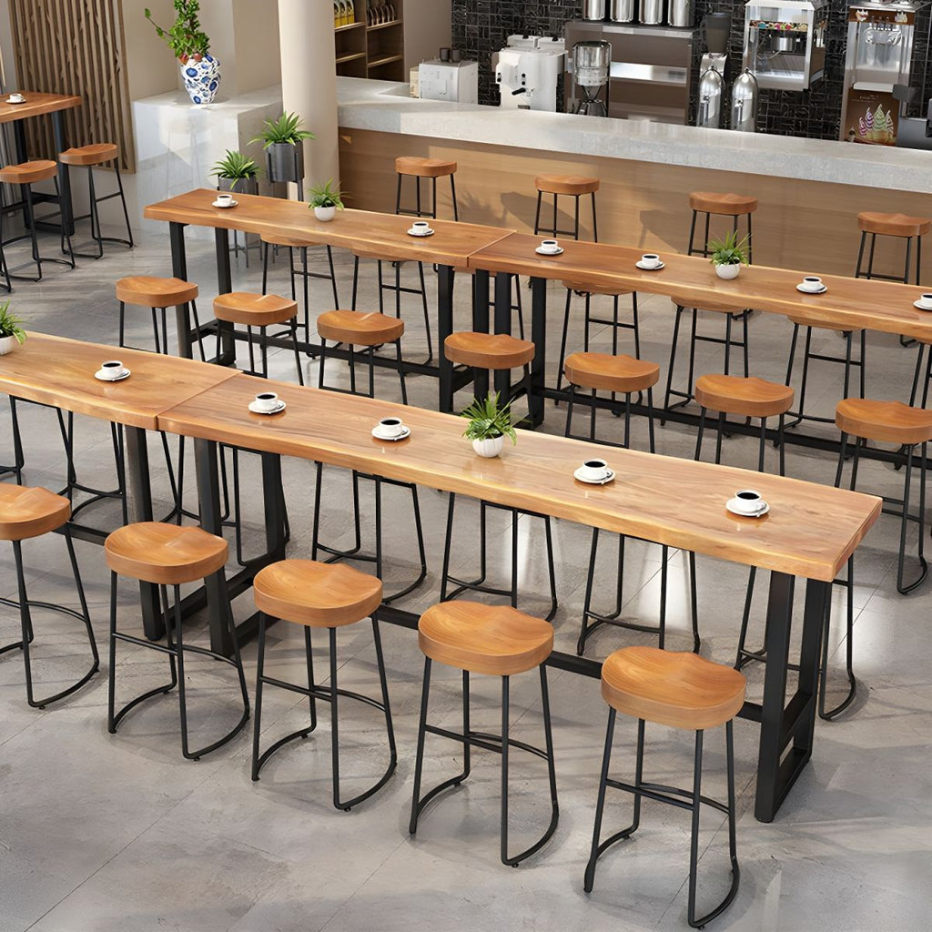 Modern 1/9 Pieces Bar Table Set Rectangle Wood Counter Table with High Stools