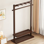 Modish Hall Tree with Locker, 2 Shelves & 5 Hooks/6 Hooks/7 Hooks