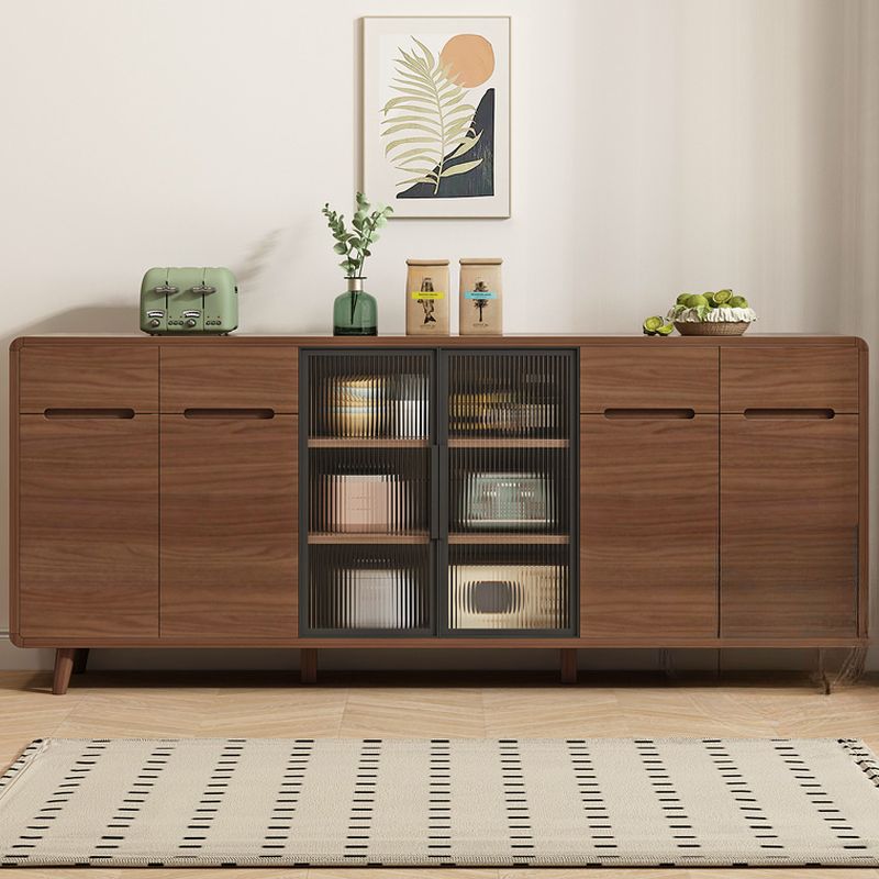 Auburn Art Deco Sideboard with 1/3/2 Drawers, Standard/Narrow Lumber Countertop, Glazed Door, and Flexible Shelf