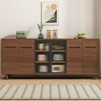 Auburn Art Deco Sideboard with 1/3/2 Drawers, Standard/Narrow Lumber Countertop, Glazed Door, and Flexible Shelf