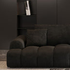 Modish Solid Color Scratch-durable Water Resistant Standard Sofa/Loveseat in Black, Seats 3/4-seater/5 Person with 3 Pillows