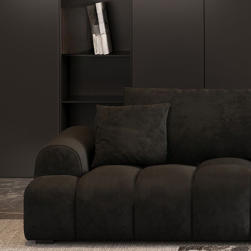 Modish Solid Color Scratch-durable Water Resistant Standard Sofa/Loveseat in Black, Seats 3/4-seater/5 Person with 3 Pillows